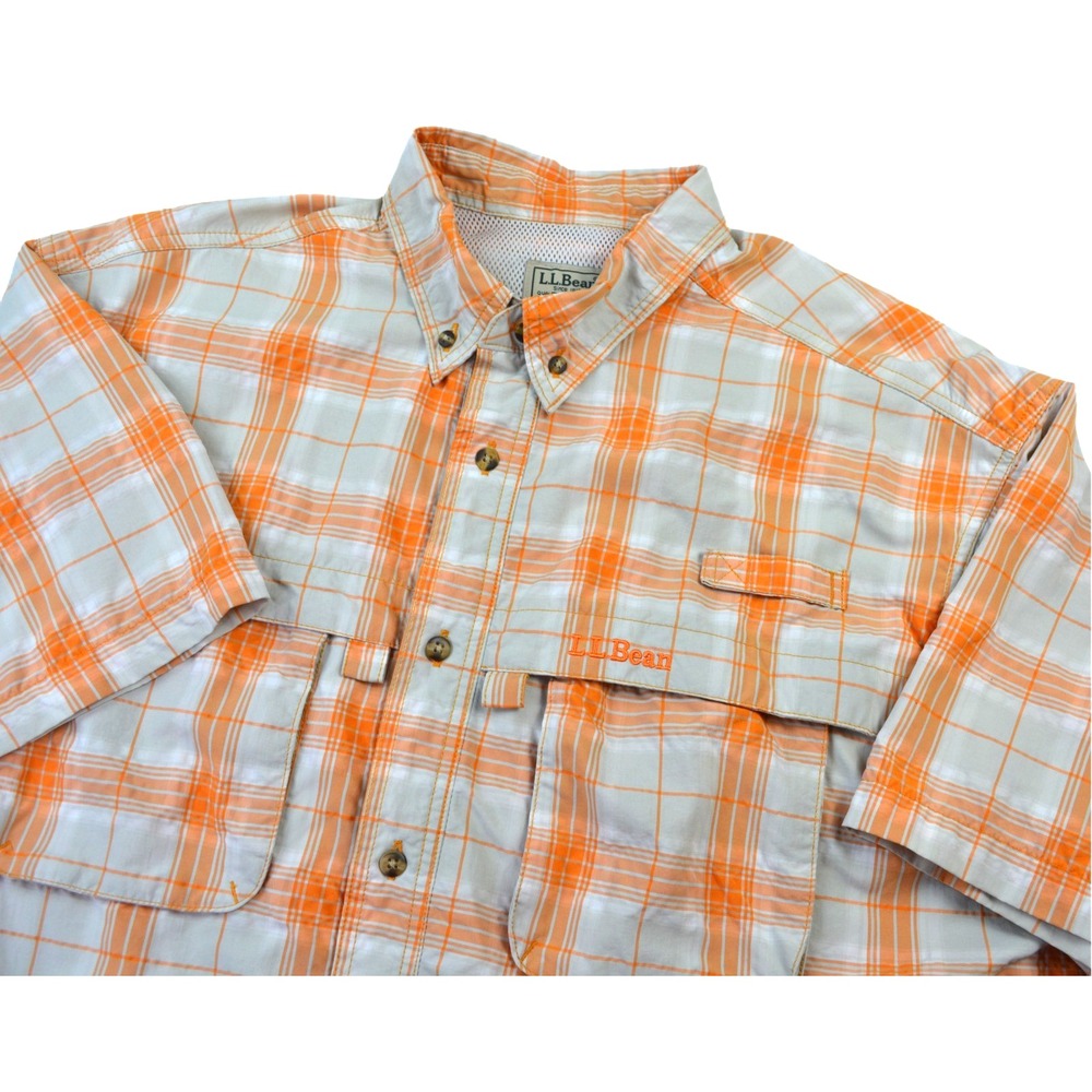 LL Bean Shirt Men Large Plaid Button Up Fishing Hiking Breathable‎ Camp Vented